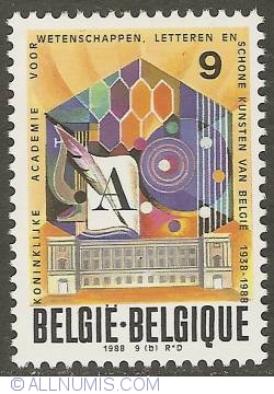 Image #1 of 9 Francs 1988 - 50th Anniversary of Royal Academy for Science and Arts