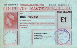 1 Pound 1975  (Issued at Wanganui on November 3rd)