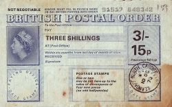 3 Shillings / 15 Pence 1970 (10 October)