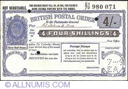 Image #1 of 4 Shillings ND - Perfinned '7-9' above 'EA'.